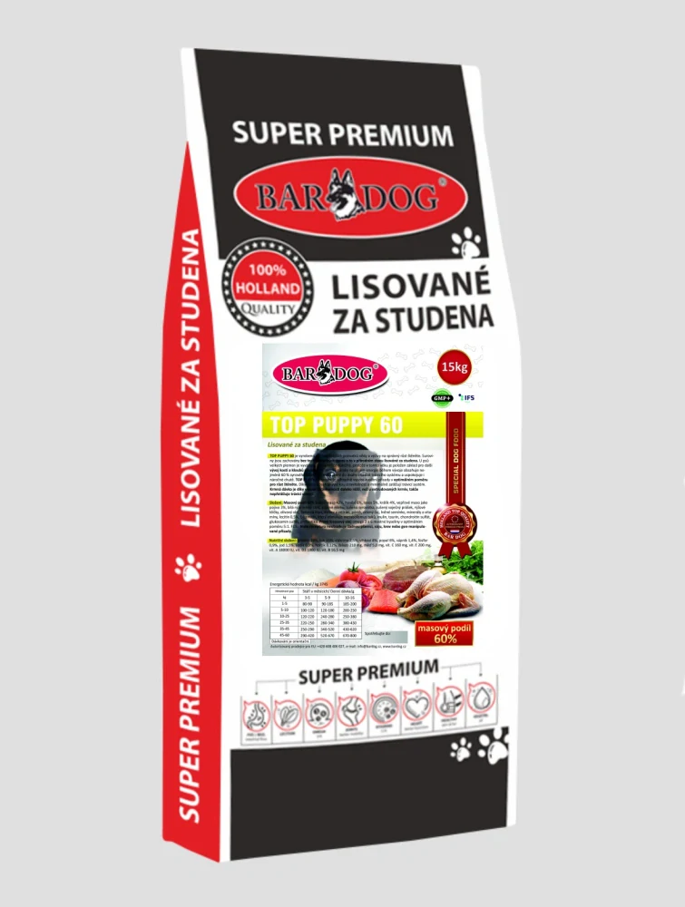Granule Bardog Lisované granule za studena Top Puppy 60 - 15 kg