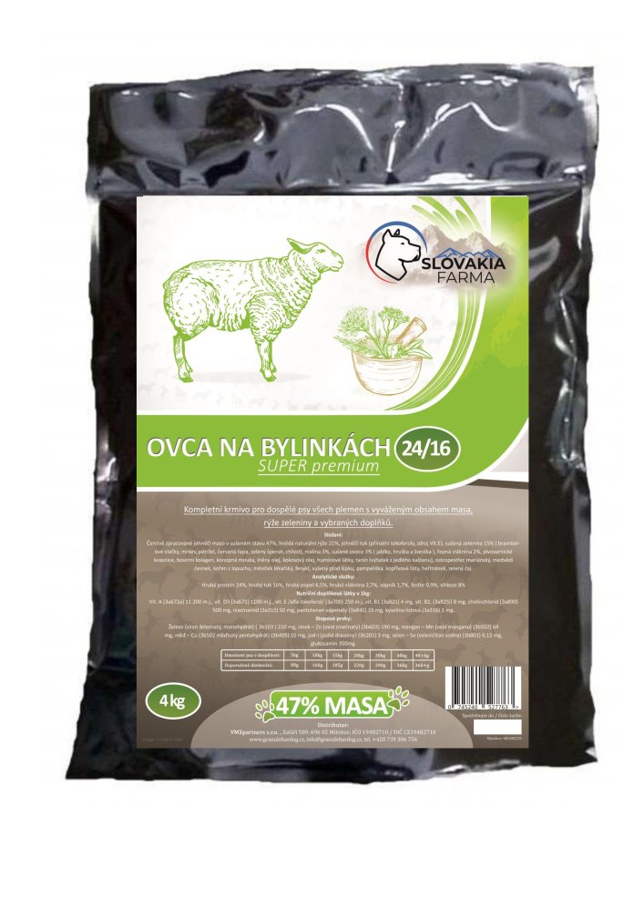 Hypoalergenní Granule Slovakia Farma - Ovca na bylinkách 24/16 - 4 kg