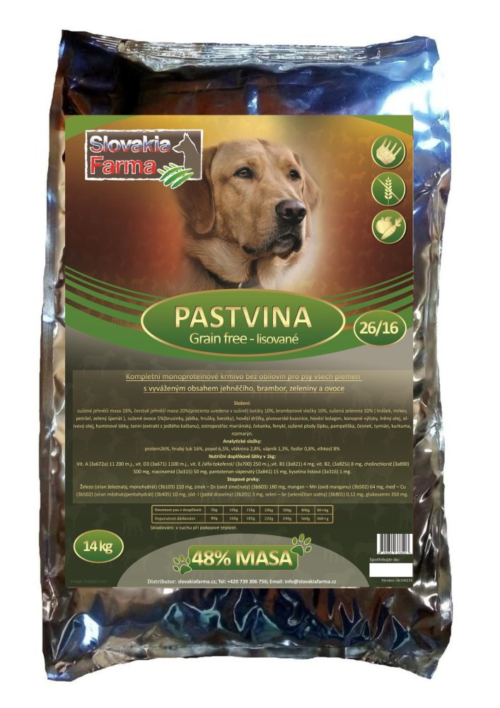 Lisované Grain Free Granule Slovakia Farma - Pastvina 26/16  - 14 kg