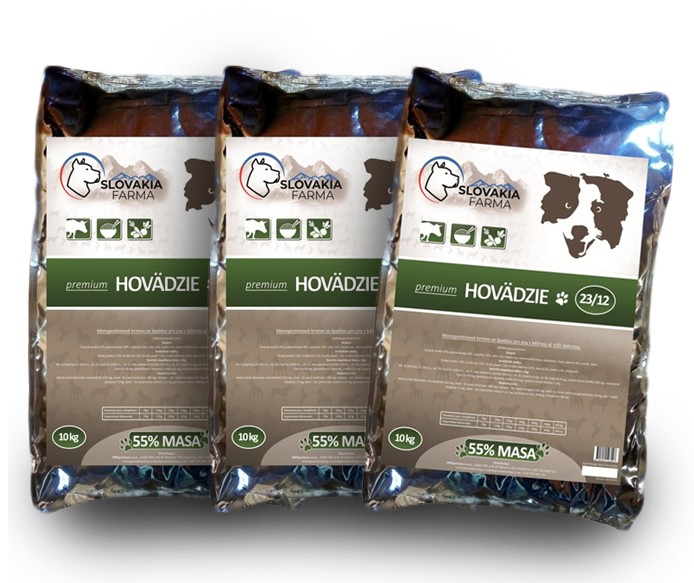 Slovakia Farma Premium Hovädzie 23/12 – výhodné balení 3× 10 kg