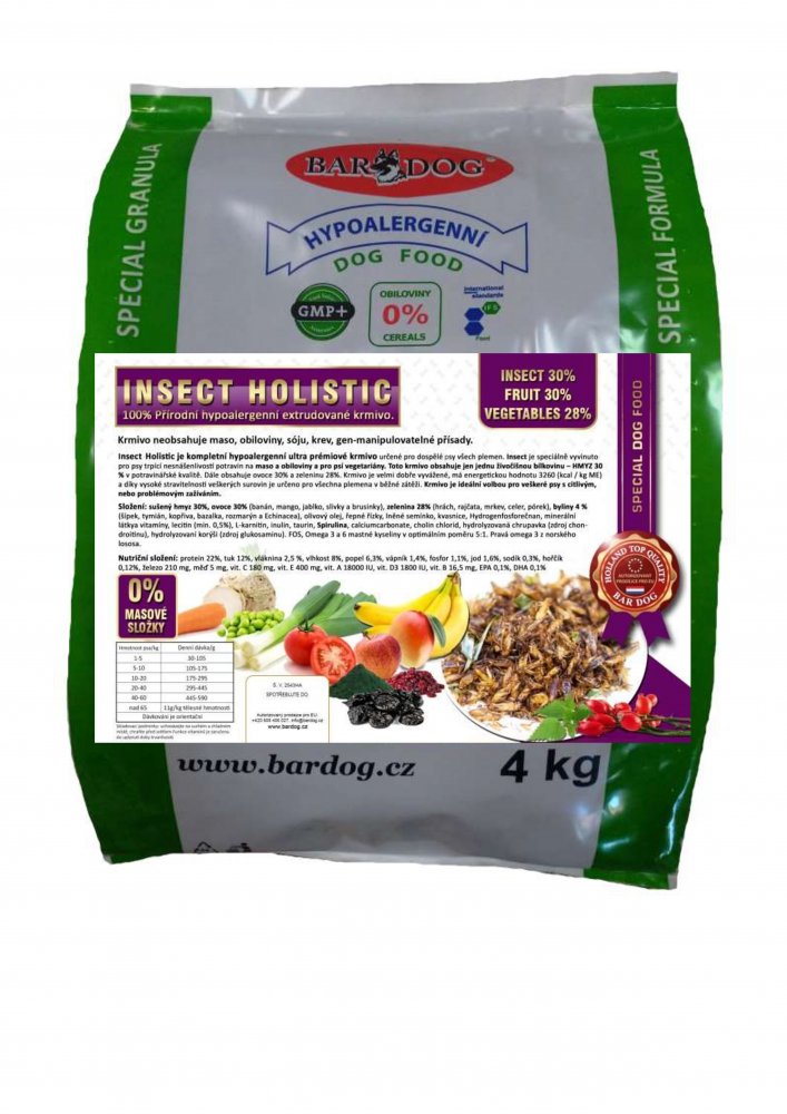 Bardog Hypoalergenní grain free granule Insect Holistic 4 kg