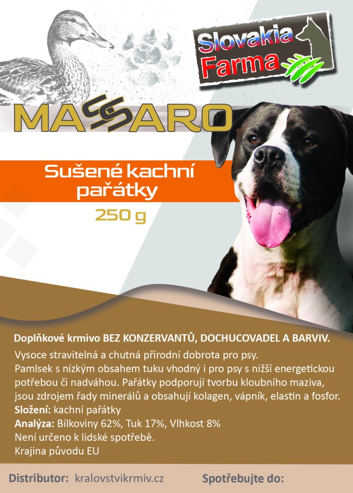 Sušené kachní pařátky SlovakiaFarma Massaro 250 g