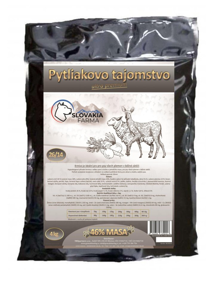 Hypoalergenní granule SlovakiaFarma Pytliakovo tajomstvo 26/14 - 4 kg