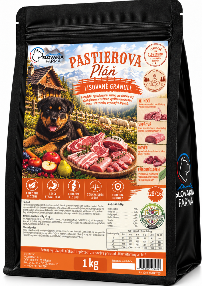 Lisované hypoalergenní Granule Slovakia Farma - Pastierova pláň 28/16 - 1 kg