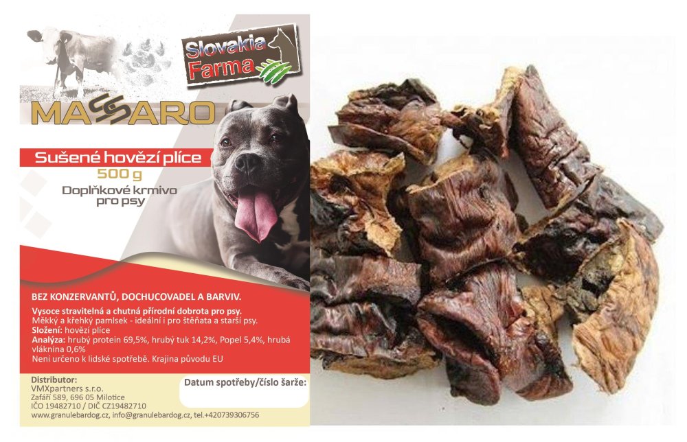 Sušené hovězí plíce Stardog Massaro 500 g – přírodní pamlsek pro psy