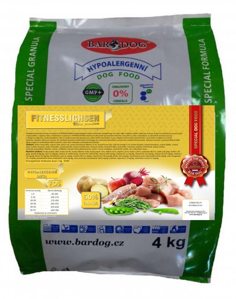 Lisované granule BARDOG FITNESSLIGHSEN 4 kg