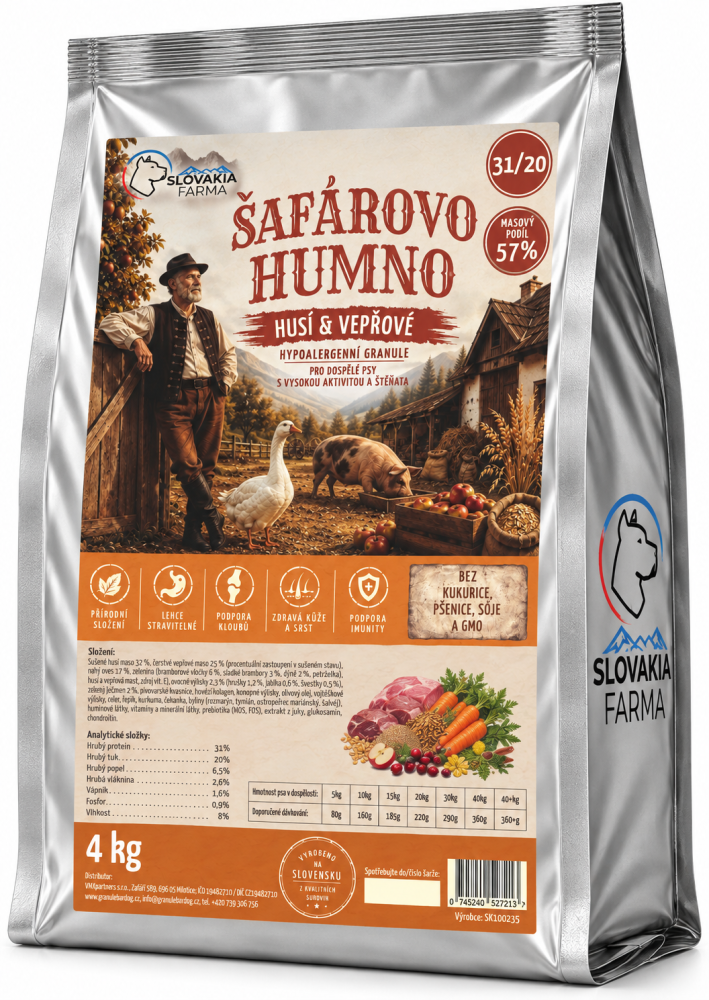 Hypoalergenní Granule Slovakia Farma - Šafárovo humno  31/20 4 kg