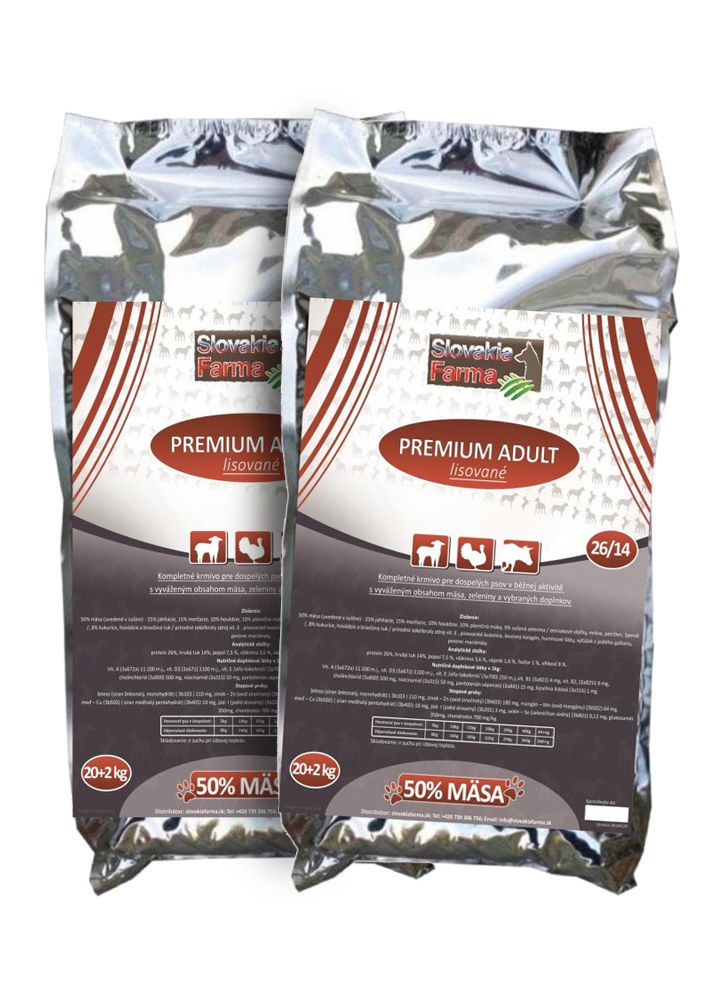 Lisované Granule Slovakia Farma - Premium Adult 26/14 - 40 + 4 kg kg