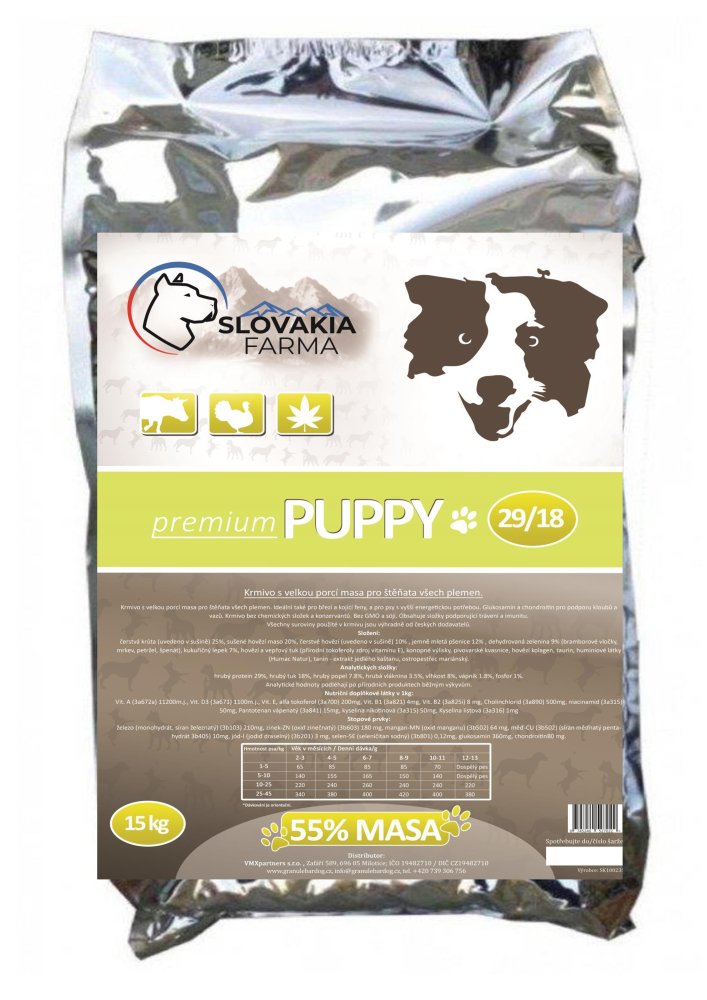 Granule Slovakia Farma Premium - Puppy 29/18 - 15 kg
